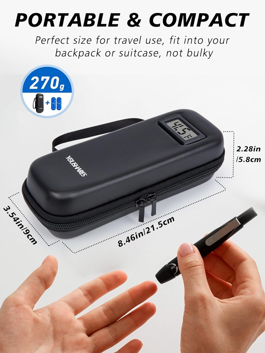 Insulin Cooler Travel Case, Peptide Travel Case with Temp Display